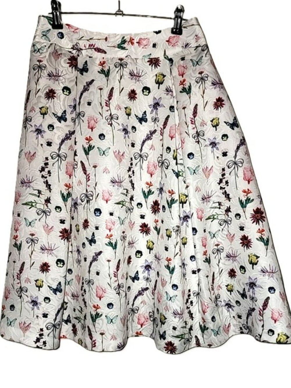 Yumi French Botanical Jacquard Skirt Multi Color Floral A-line Pleated Size 4